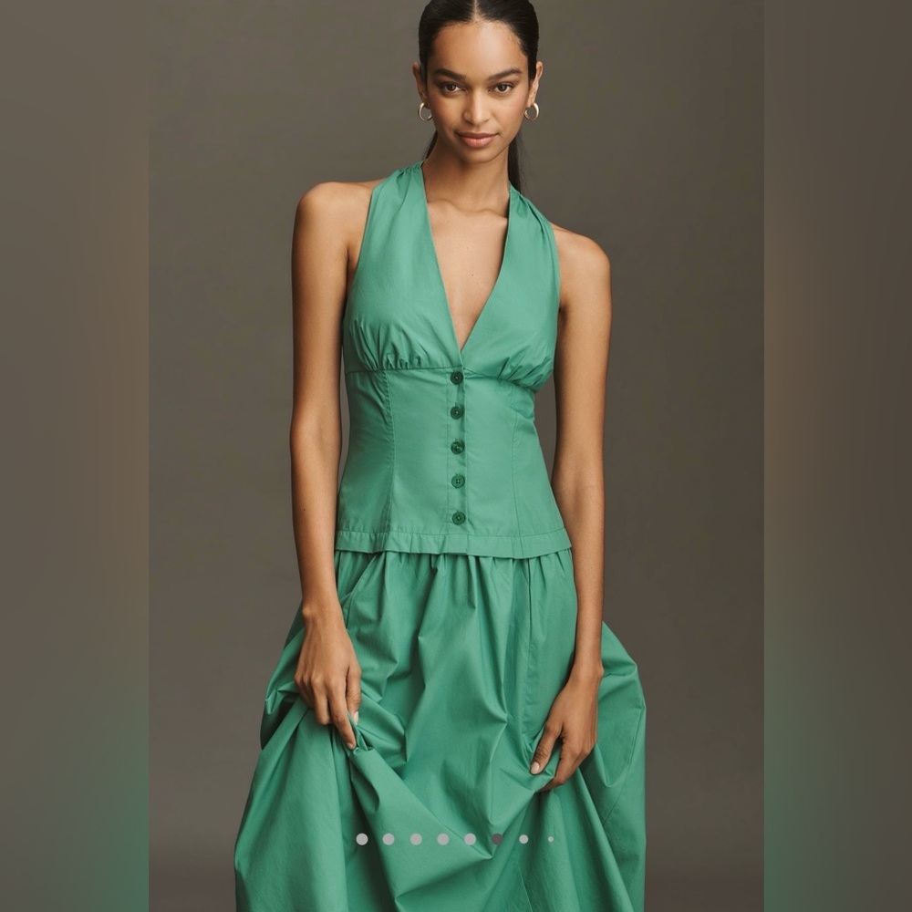 Maeve halter v neck drop waist midi dress - Picture 14 of 14